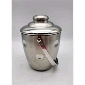 Waterford Marquis Stainless Steel Ice Bucket with Lid &Handle, Dots/Dimples 7”